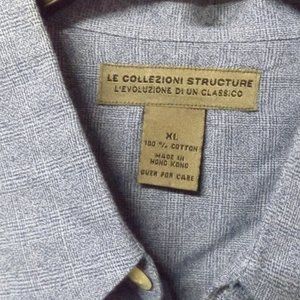 MEN'S XL, COTTON, BLUE PLAID DRESS SHIRT